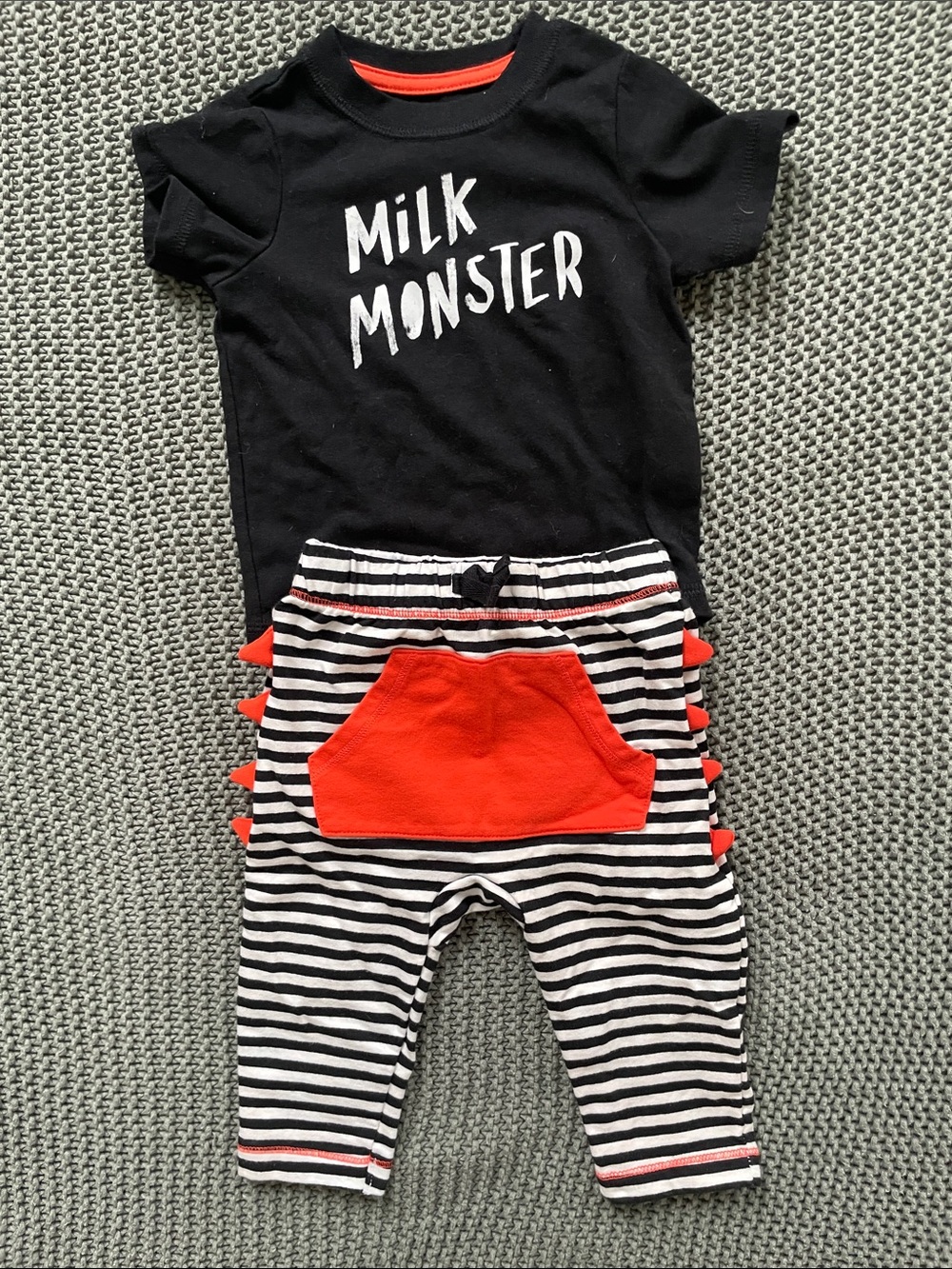 Cat & Jack Black 'Milk Monster' Short-Sleeve Tee & Pants